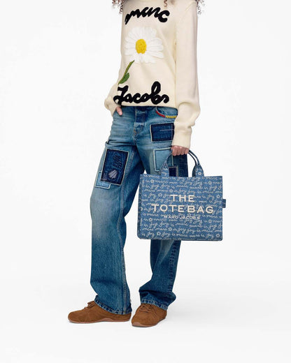 The Joy Denim Medium Tote Bag Indigo Multi Marc Jacobs