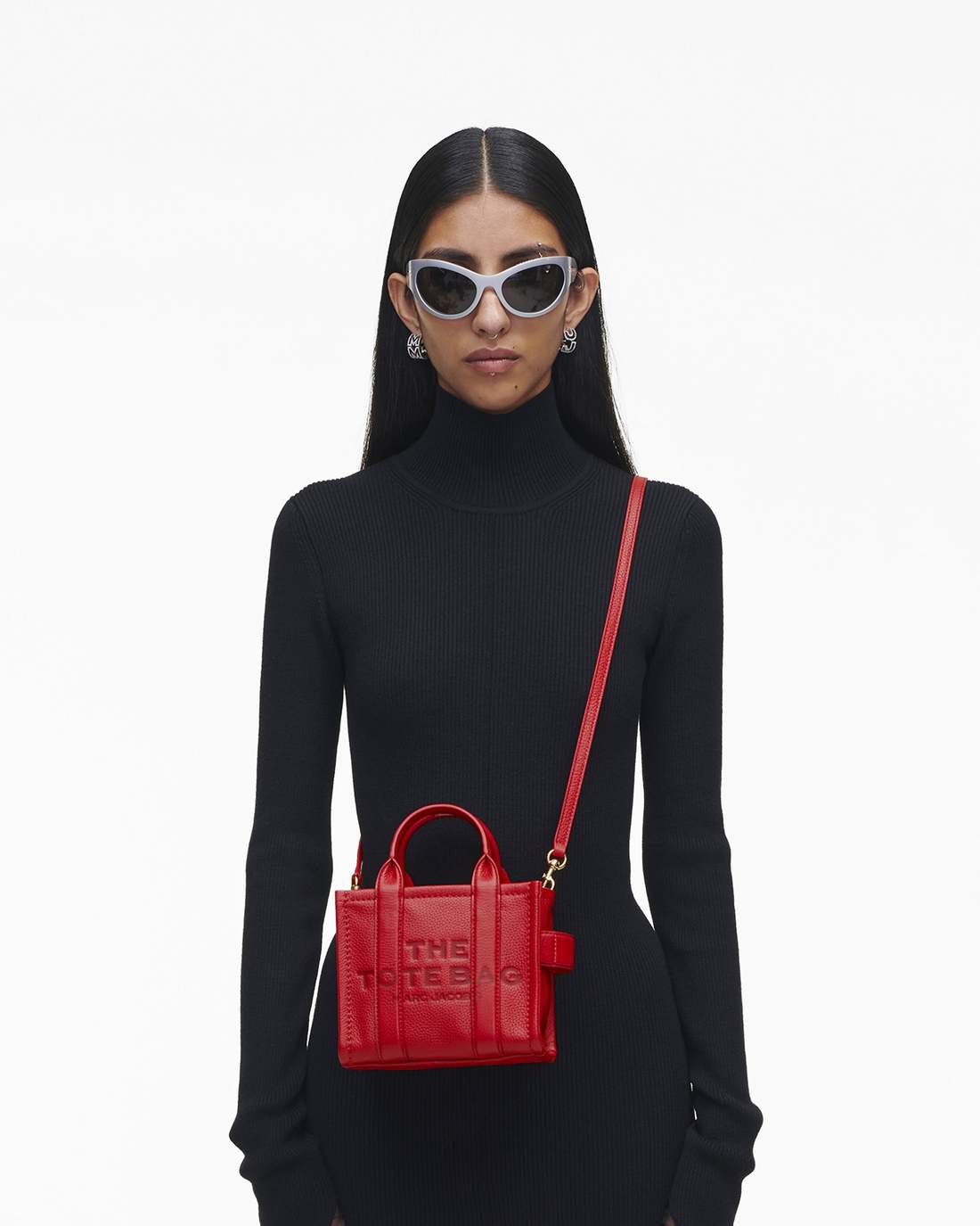 The Leather Crossbody Tote Bag True Red Marc Jacobs