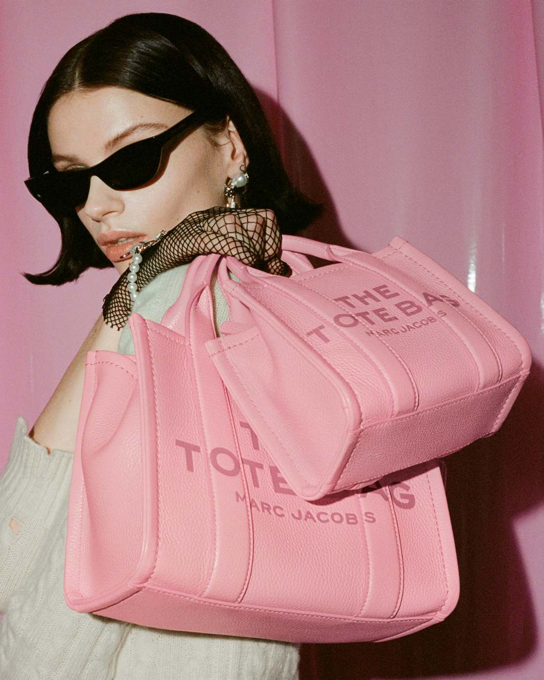 The Leather Crossbody Tote Bag Ribbon Pink Marc Jacobs