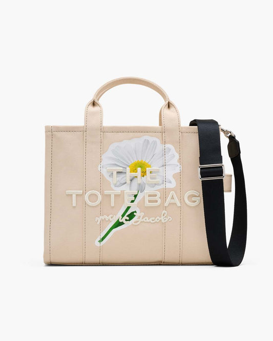 The Daisy Script Canvas Medium Tote Bag Cloud White Multi Marc Jacobs