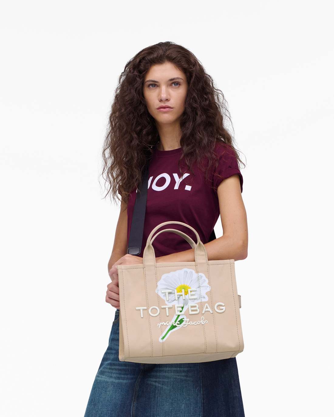 The Daisy Script Canvas Medium Tote Bag Cloud White Multi Marc Jacobs