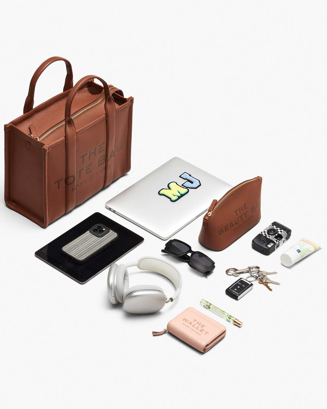 The Daisy Script Canvas Medium Tote Bag Cloud White Multi Marc Jacobs
