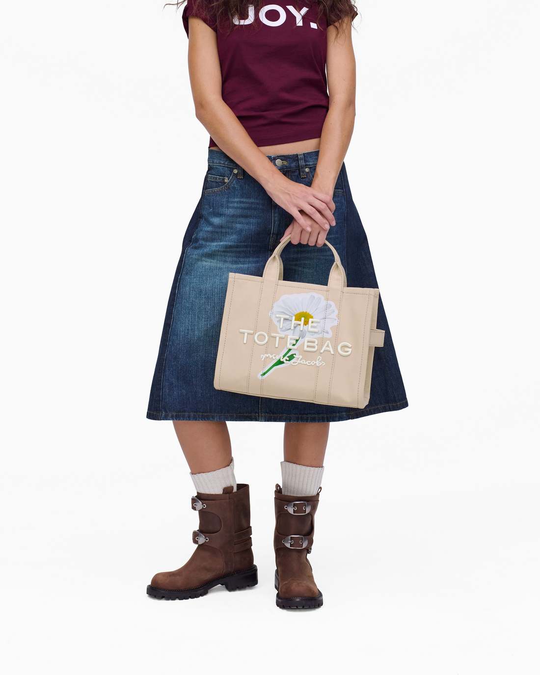 The Daisy Script Canvas Medium Tote Bag Cloud White Multi Marc Jacobs