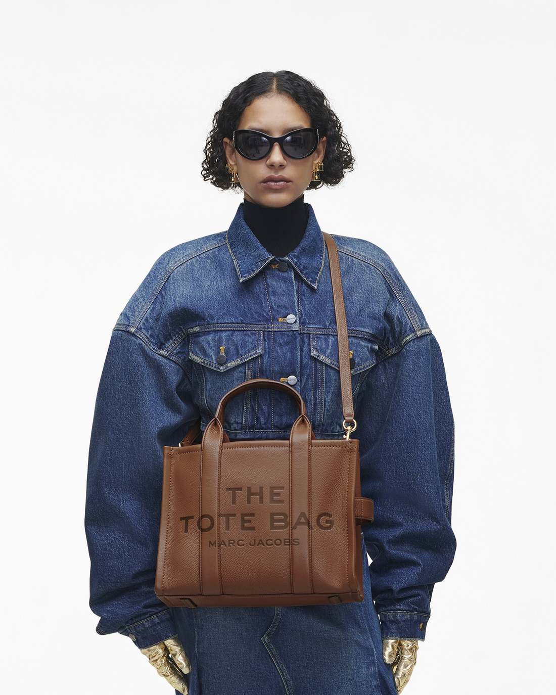 The Leather Medium Tote Bag Argan Oil Marc Jacobs
