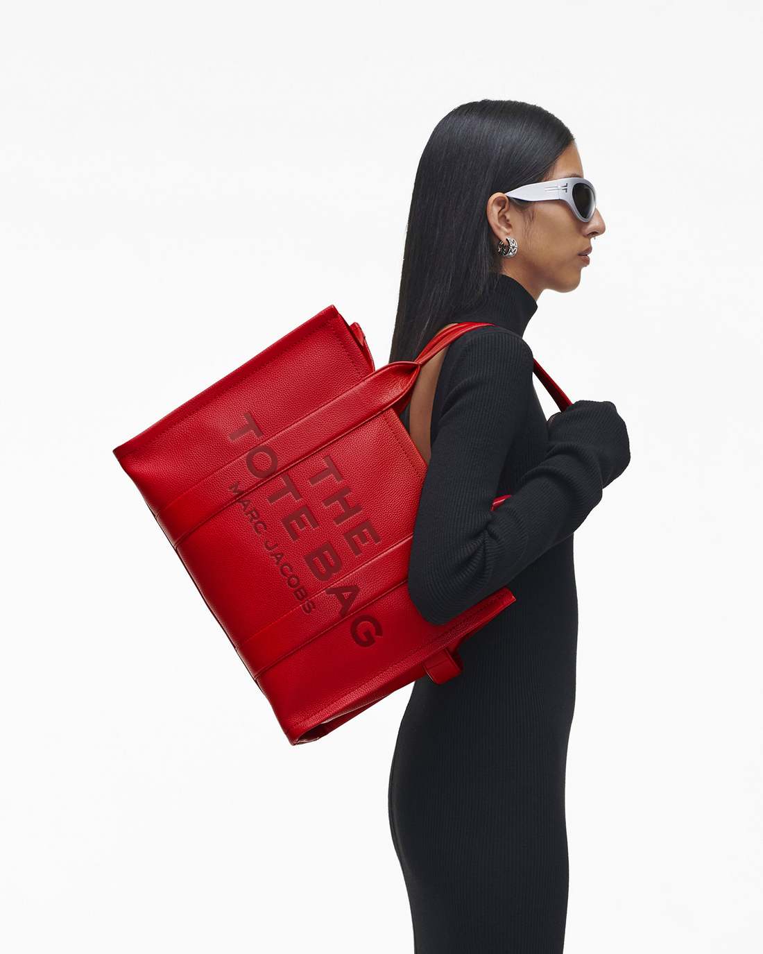 The Leather Large Tote Bag True Red Marc Jacobs