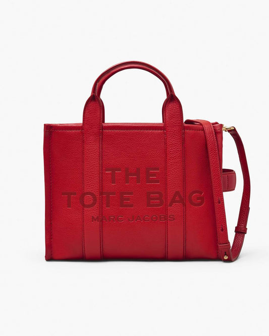The Leather Medium Tote Bag True Red Marc Jacobs