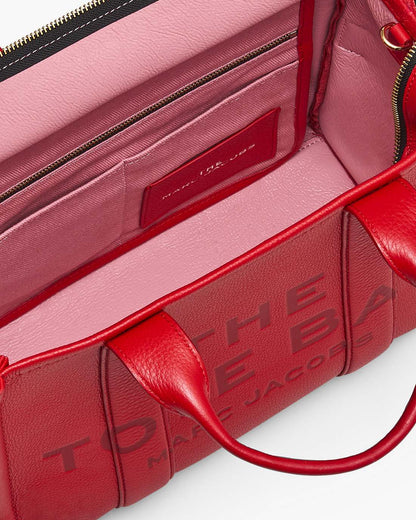 The Leather Medium Tote Bag True Red Marc Jacobs