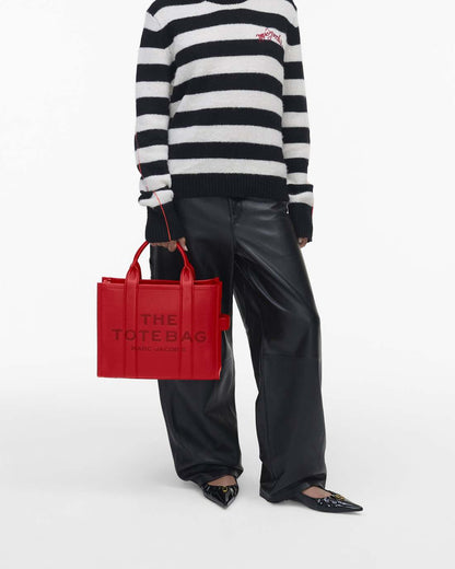 The Leather Medium Tote Bag True Red Marc Jacobs