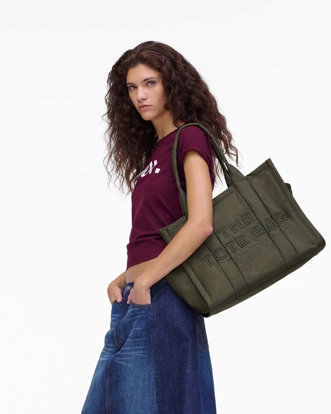 The Puffy Nylon Large Tote Bag Army Green Marc Jacobs