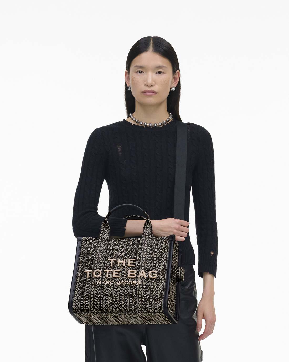 The Monogram Jacquard Medium Tote Bag Beige Multi Marc Jacobs