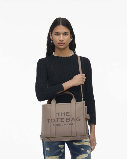 The Leather Medium Tote Bag Cement Marc Jacobs