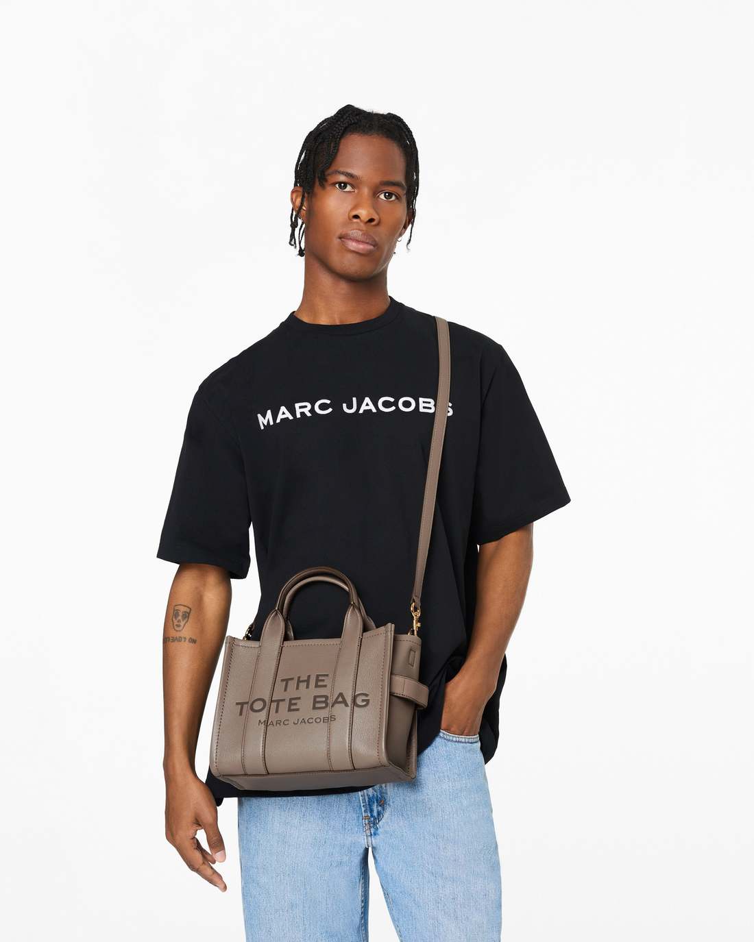 The Leather Small Tote Bag Cement Marc Jacobs
