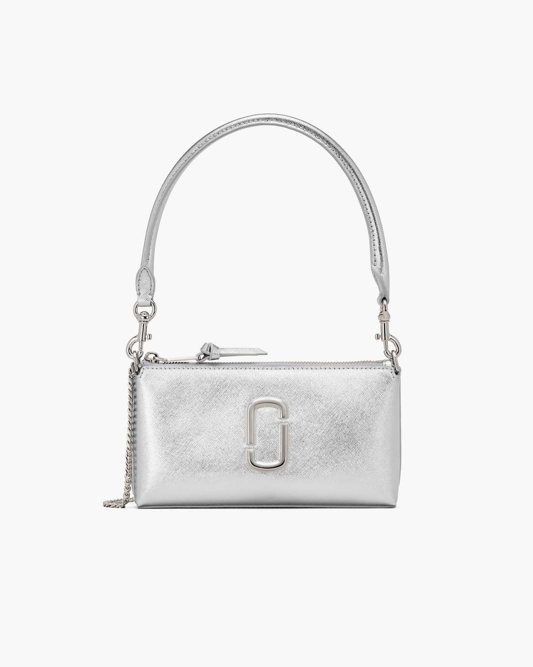 The Metallic Snapshot Convertible Shoulder Bag Silver Marc Jacobs