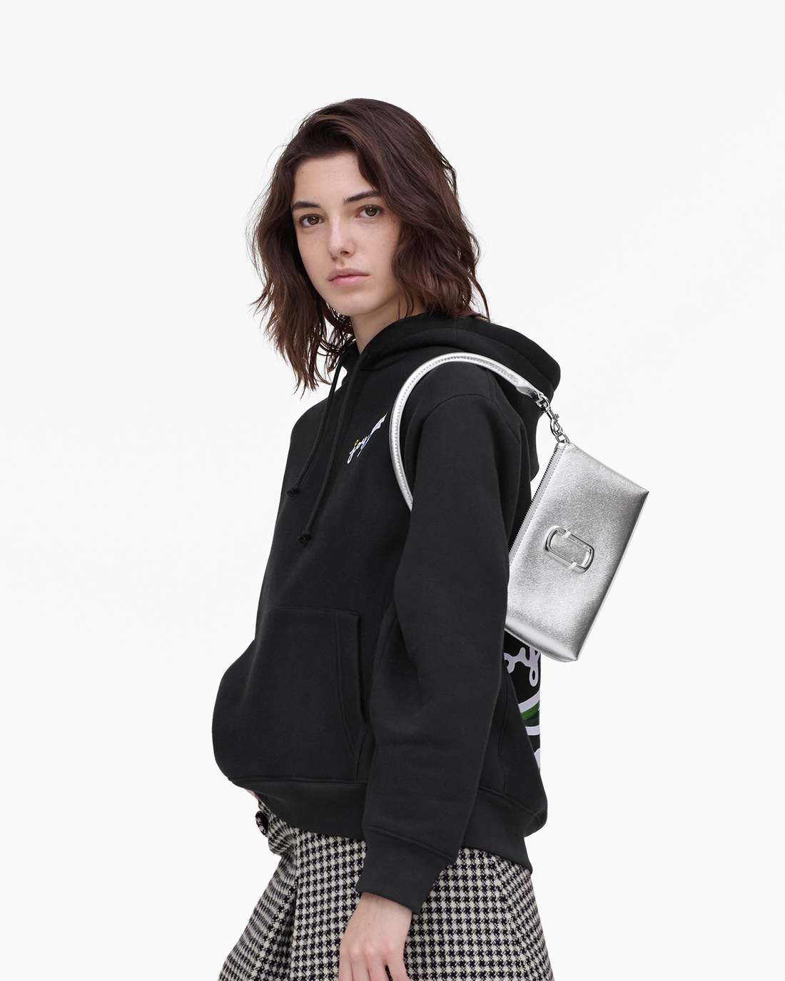 The Metallic Snapshot Convertible Shoulder Bag Silver Marc Jacobs