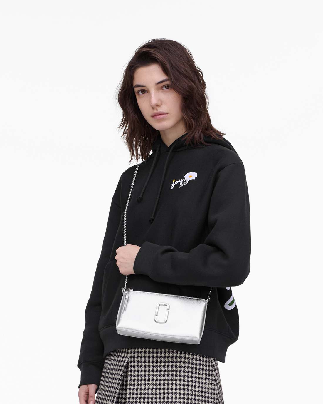 The Metallic Snapshot Convertible Shoulder Bag Silver Marc Jacobs
