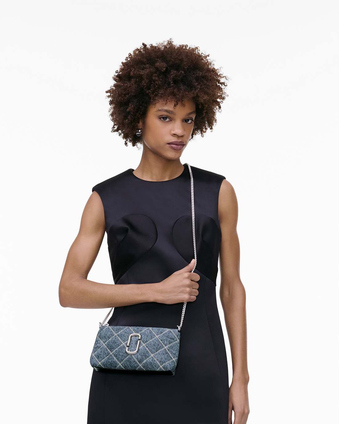 The Quilted Denim Snapshot Convertible Shoulder Bag Light Wash Indigo Marc Jacobs