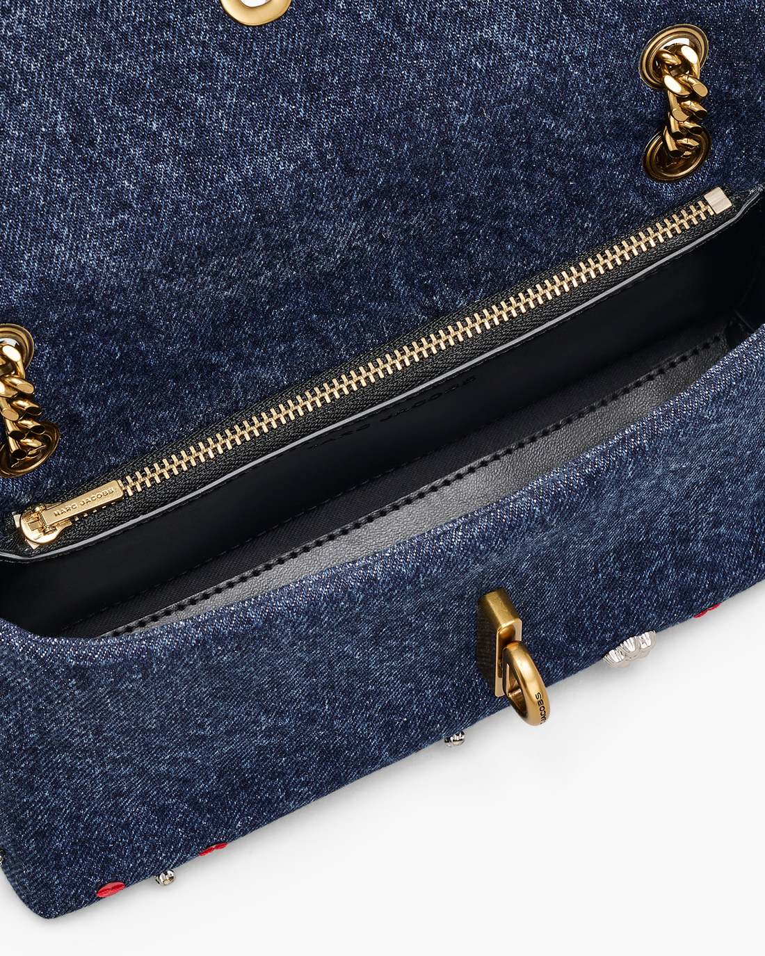 The Trinket Charm Denim Dual Chain Mini Bag Medium Wash Multi Marc Jacobs