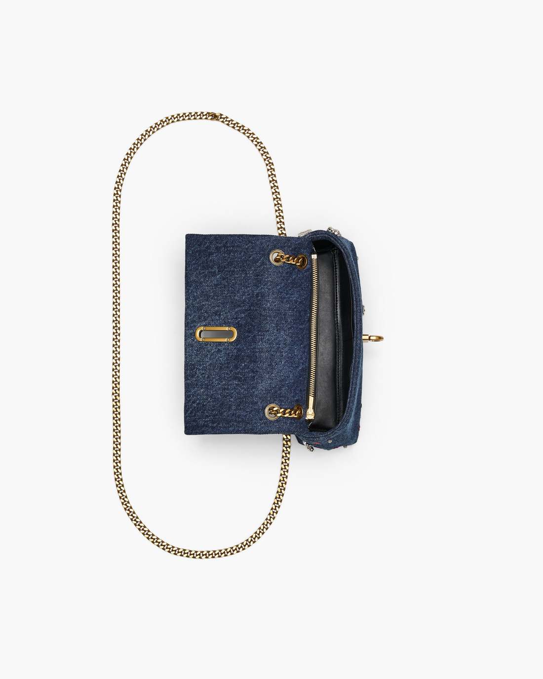 The Trinket Charm Denim Dual Chain Mini Bag Medium Wash Multi Marc Jacobs