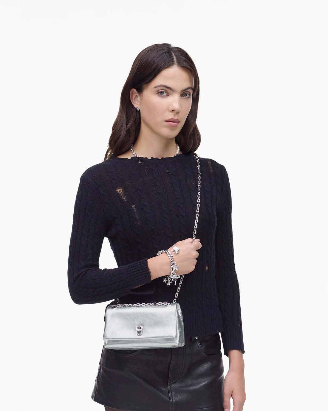 The Metallic Dual Chain Mini Bag Silver Marc Jacobs