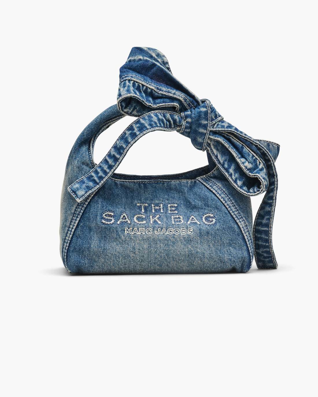 The Bow Denim Mini Sack Bag Medium Wash Indigo Marc Jacobs