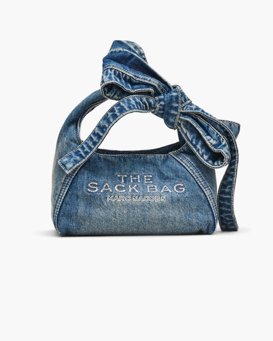 The Bow Denim Mini Sack Bag Medium Wash Indigo Marc Jacobs