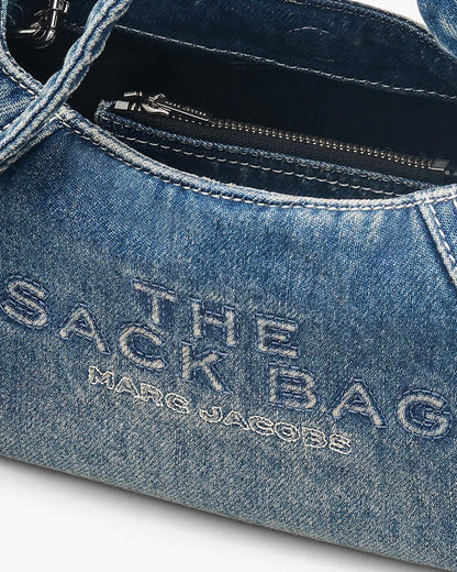 The Bow Denim Mini Sack Bag Medium Wash Indigo Marc Jacobs