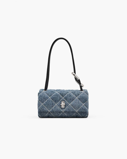 The Quilted Denim Mini Dual Shoulder Bag Light Wash Indigo Marc Jacobs