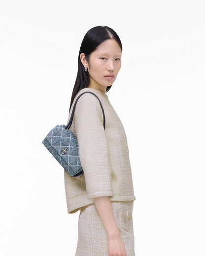 The Quilted Denim Mini Dual Shoulder Bag Light Wash Indigo Marc Jacobs