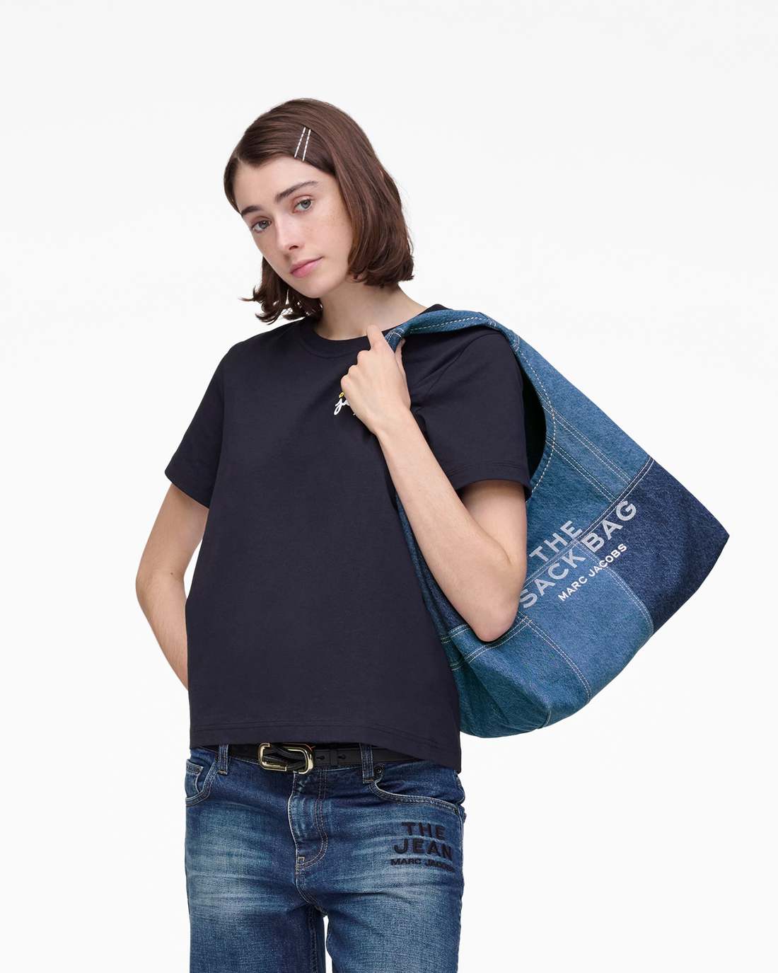 The Patchwork Denim Sack Bag Blue Denim Marc Jacobs