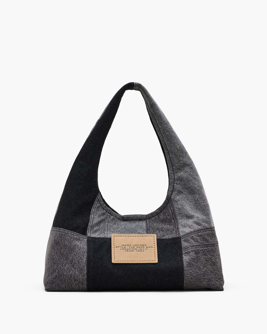 The Patchwork Denim Sack Bag Black Denim Marc Jacobs