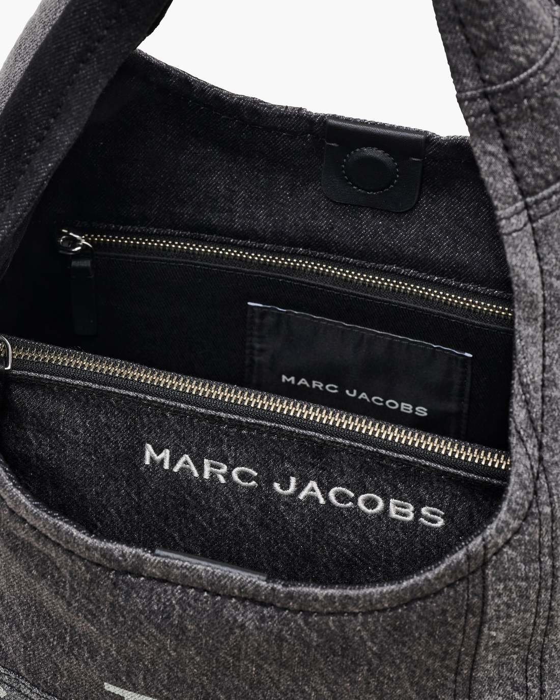 The Patchwork Denim Sack Bag Black Denim Marc Jacobs