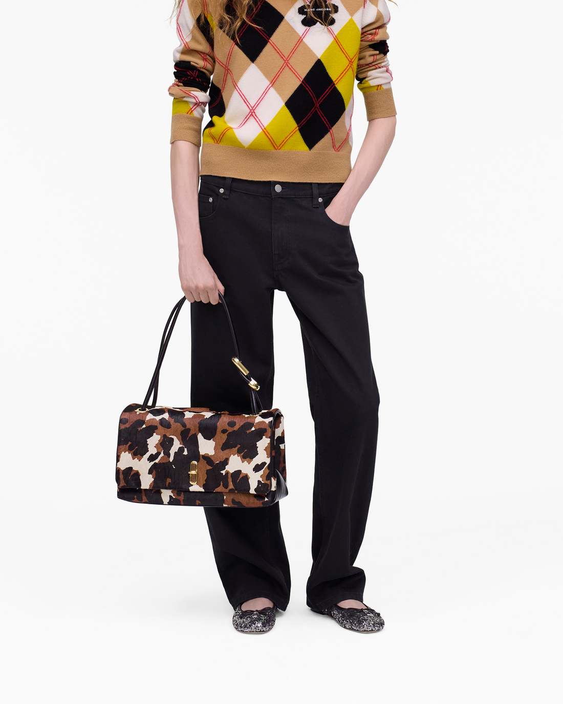 The Cow Haircalf Large Dual Bag Mocha Multi Marc Jacobs