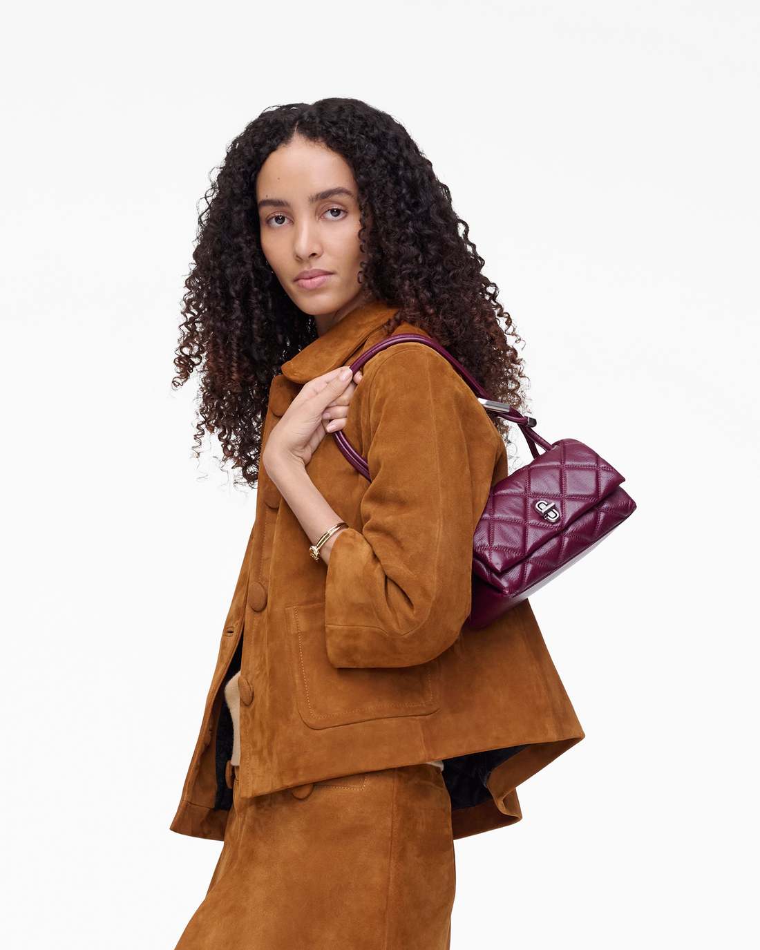 The Quilted Mini Dual Shoulder Bag Dark Plum Marc Jacobs