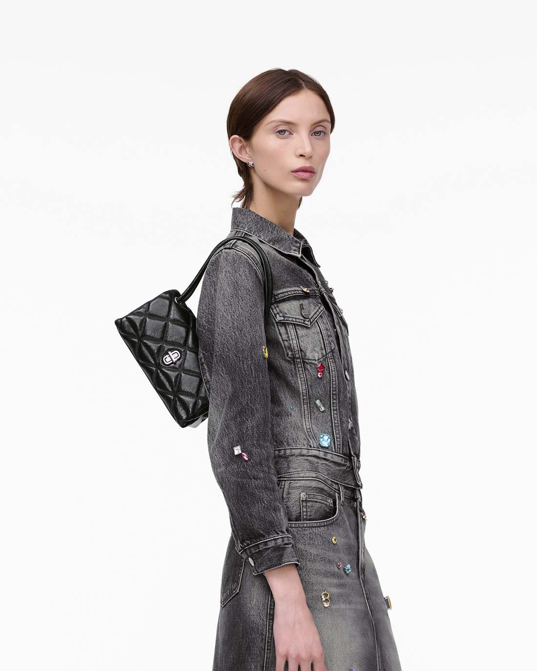 The Quilted Mini Dual Shoulder Bag Black Marc Jacobs