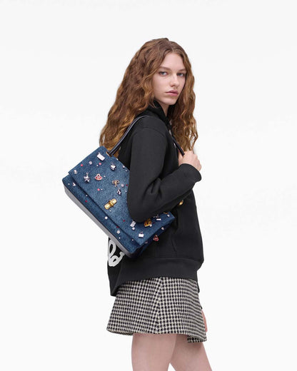 The Trinket Charm Denim Large Dual Bag Medium Wash Multi Marc Jacobs