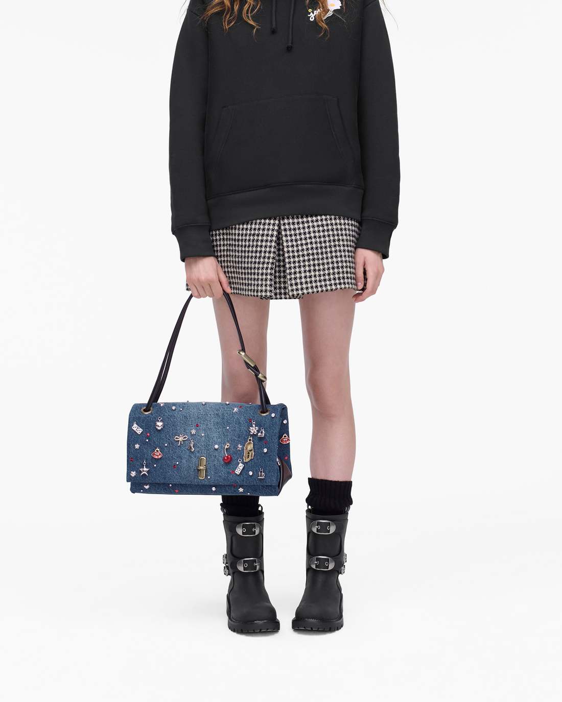 The Trinket Charm Denim Large Dual Bag Medium Wash Multi Marc Jacobs