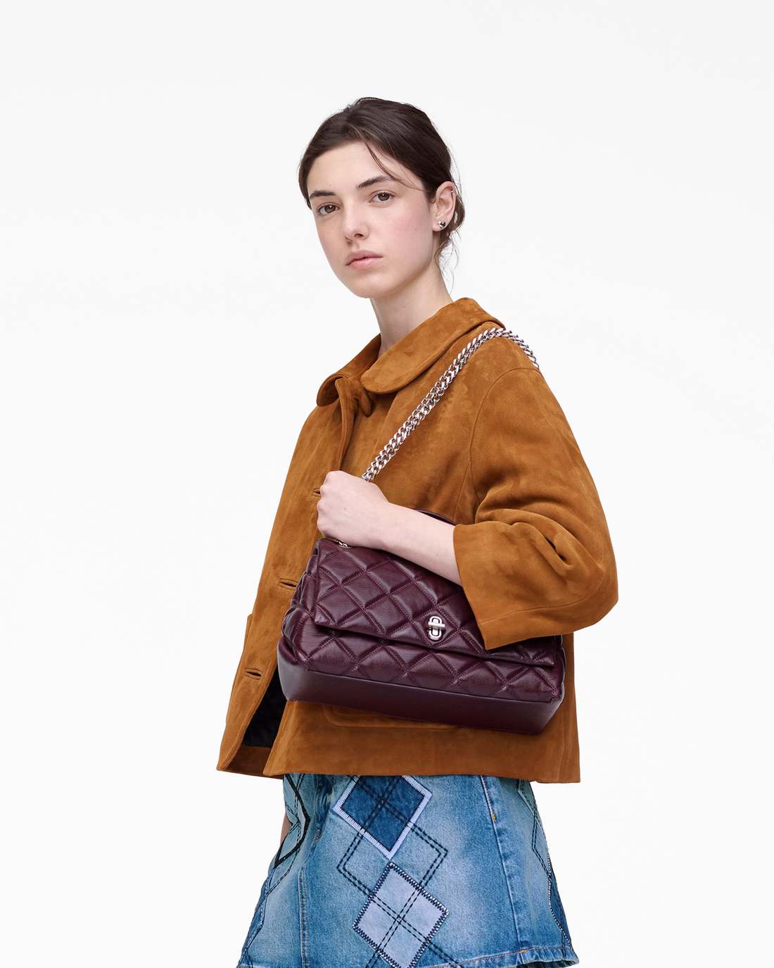 The Quilted Dual Convertible Shoulder Bag Dark Plum Marc Jacobs