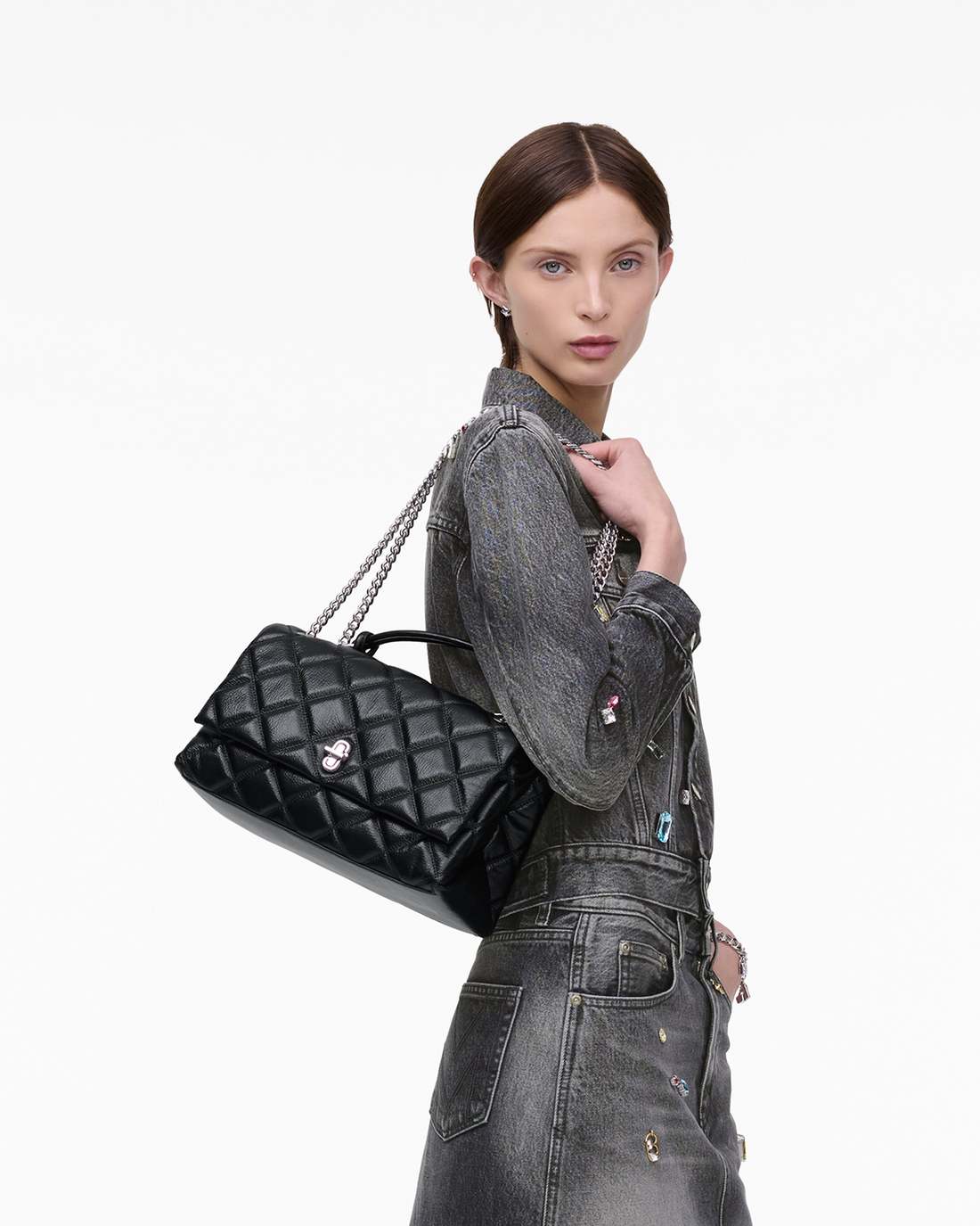 The Quilted Dual Convertible Shoulder Bag Black Marc Jacobs