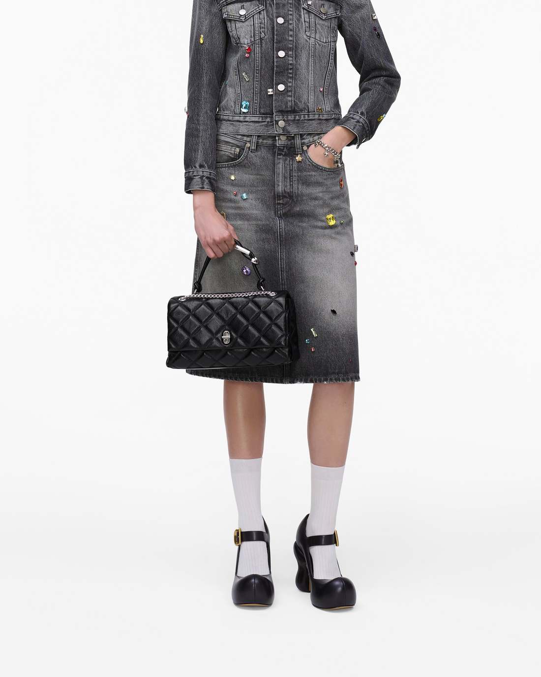 The Quilted Dual Convertible Shoulder Bag Black Marc Jacobs