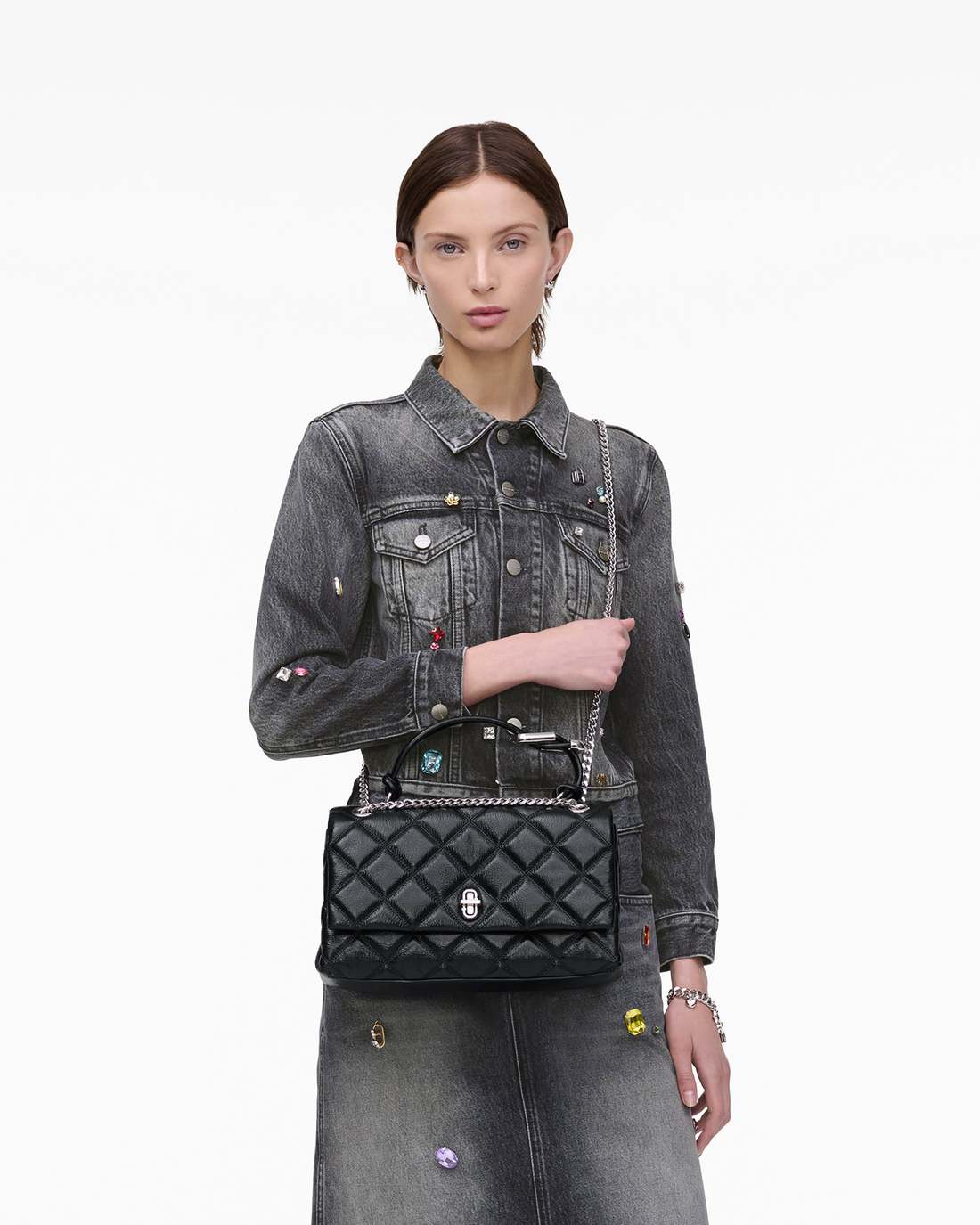 The Quilted Dual Convertible Shoulder Bag Black Marc Jacobs