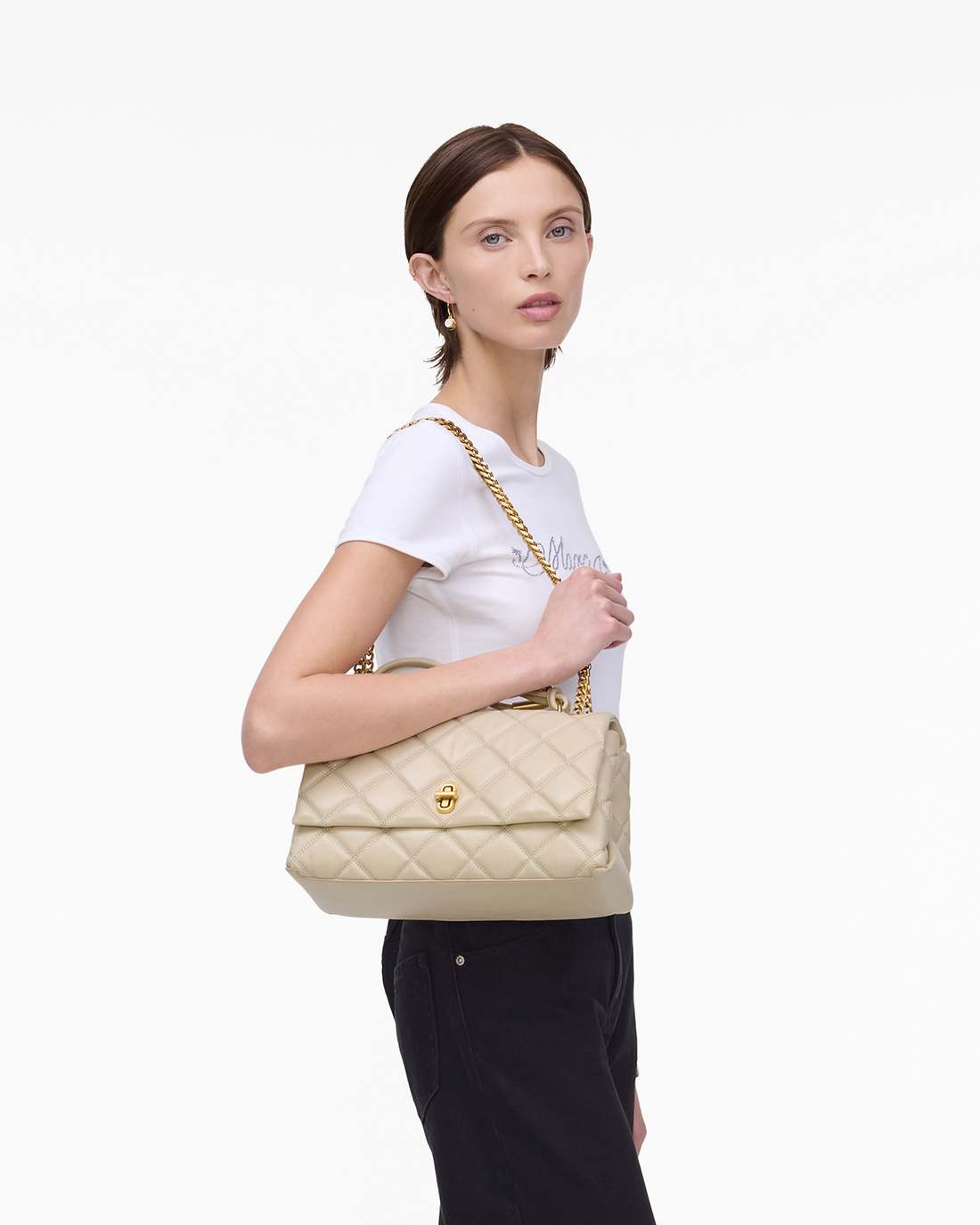 The Quilted Dual Convertible Shoulder Bag Cloud White Marc Jacobs