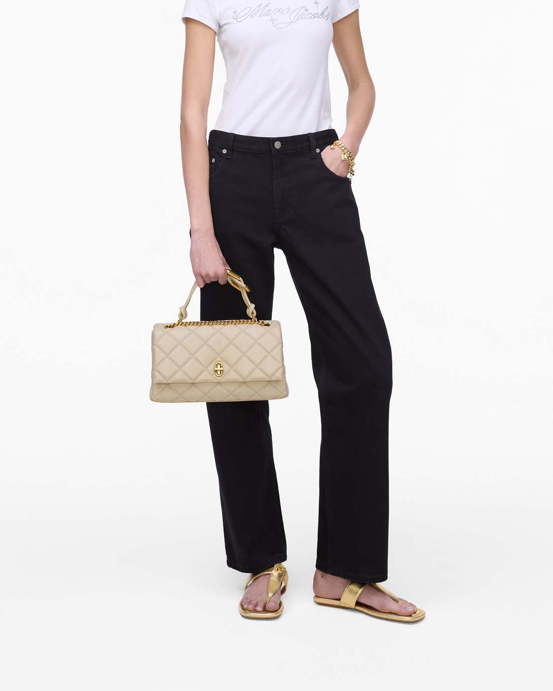 The Quilted Dual Convertible Shoulder Bag Cloud White Marc Jacobs