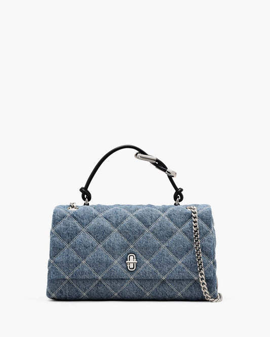 The Quilted Denim Dual Convertible Shoulder Bag Light Wash Indigo Marc Jacobs