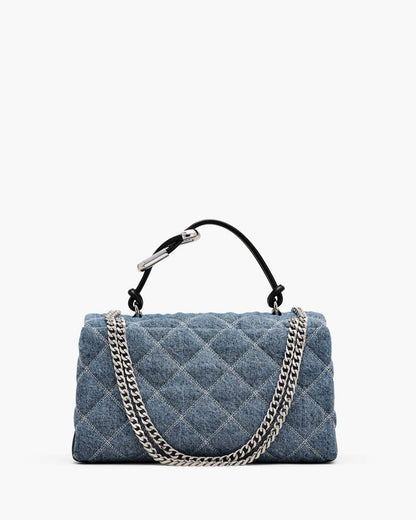 The Quilted Denim Dual Convertible Shoulder Bag Light Wash Indigo Marc Jacobs