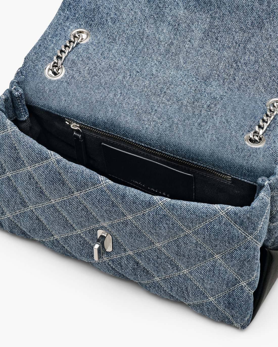 The Quilted Denim Dual Convertible Shoulder Bag Light Wash Indigo Marc Jacobs