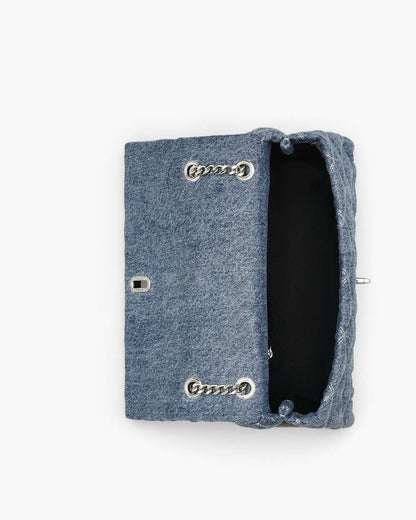 The Quilted Denim Dual Convertible Shoulder Bag Light Wash Indigo Marc Jacobs