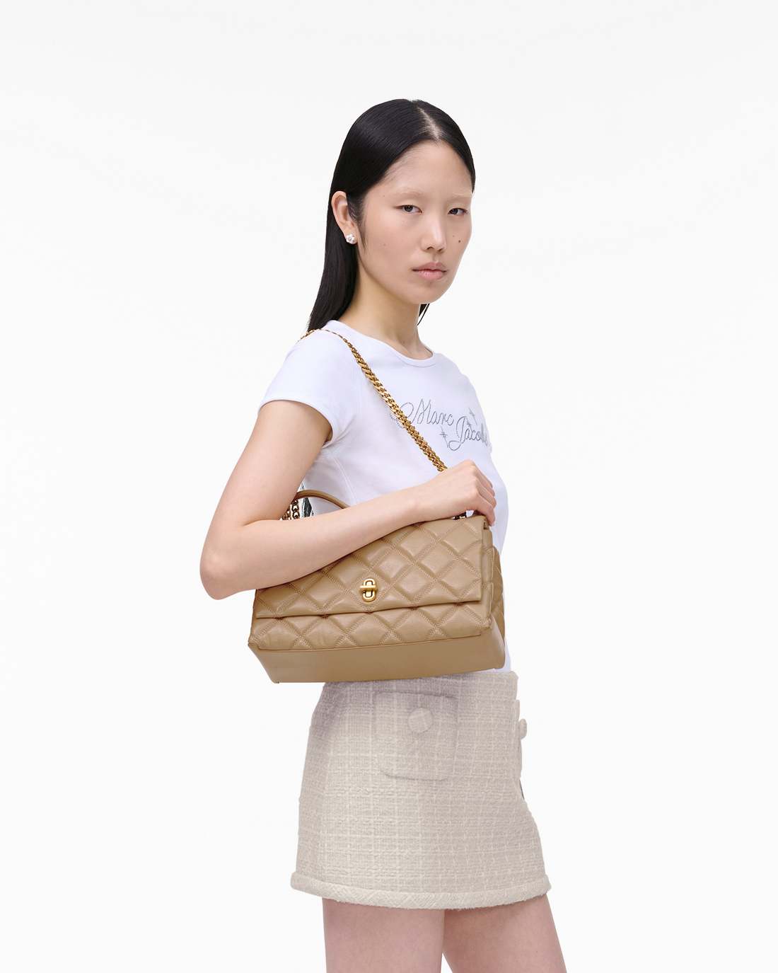 The Quilted Dual Convertible Shoulder Bag Camel Marc Jacobs