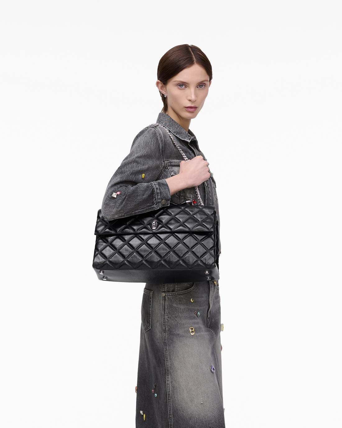 The Quilted XL Dual Convertible Shoulder Bag Black Marc Jacobs