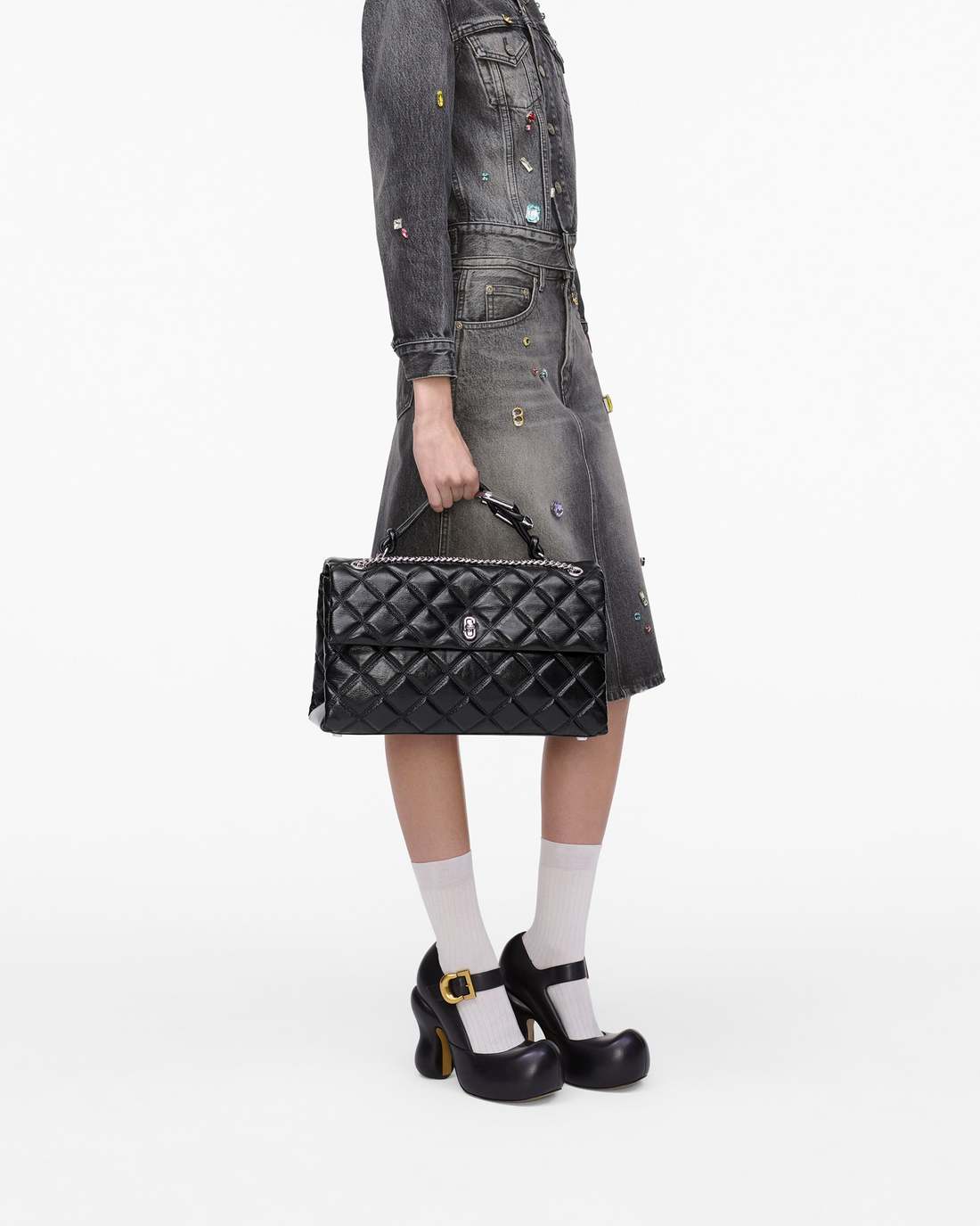 The Quilted XL Dual Convertible Shoulder Bag Black Marc Jacobs
