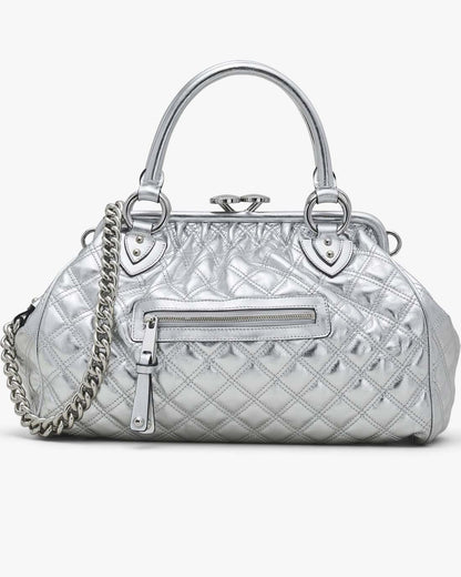 Re-Edition Quilted Metallic Leather Stam Bag Silver Marc Jacobs
